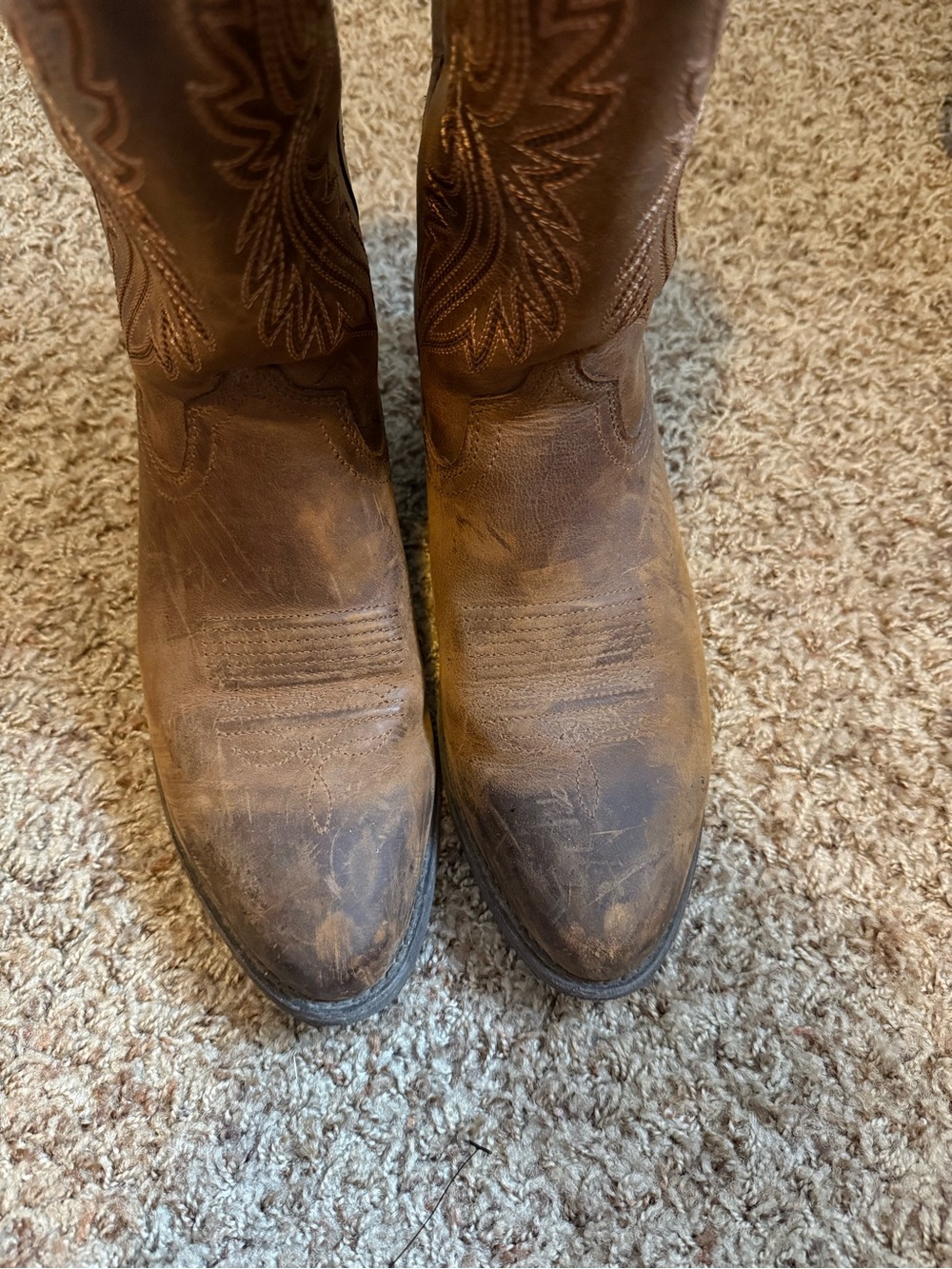 Ariat Brown Leather Western Boots with Decorative Stitching - Picture 8 of 8